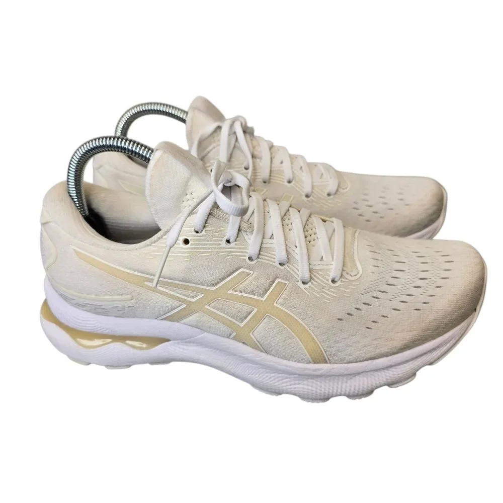 ASICS Women's 9 Gel-Nimbus 24 White Cream Running Shoes Sneakers